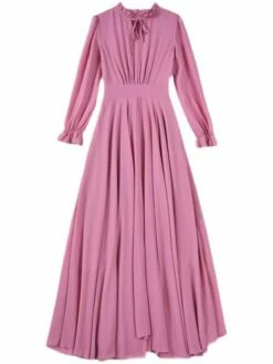 Women's Long Dress Maxi Dress Casual Dress Chiffon Dress Black Dress Plain Streetwear Casual Outdoor Daily Holiday Lace Up Ruched Long Sleeve Crew Neck Dress Regular Fit Black Pink Red Summer Spring -LIGHTINTHEBOX Shop hgzpni1678270481284