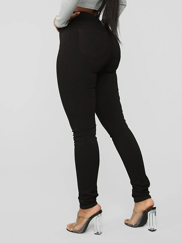 Women's Jeans Skinny Pants Trousers Full Length Denim Side Pockets Micro-elastic High Waist Fashion Casual Weekend Light Blue Dark Gray S M 11 Women's Jeans Skinny Pants Trousers Full Length Denim Side Pockets Micro-elastic High Waist Fashion Casual Weekend Light Blue Dark Gray S M - Image 9