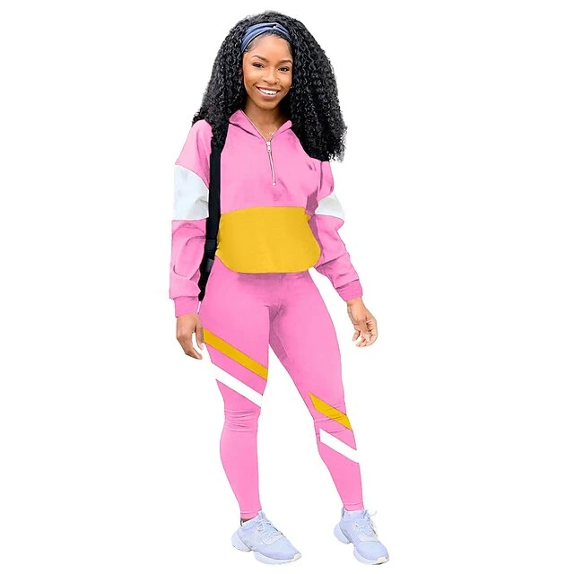 Women's Tracksuit Sweatsuit 2 Piece Casual Long Sleeve Thermal Warm Breathable Moisture Wicking Fitness Running Jogging Sportswear Activewear Color Block Violet Fluorescence+Green Black / Sweatshirt 11 Women's Tracksuit Sweatsuit 2 Piece Casual Long Sleeve Thermal Warm Breathable Moisture Wicking Fitness Running Jogging Sportswear Activewear Color Block Violet Fluorescence+Green Black / Sweatshirt - Image 9