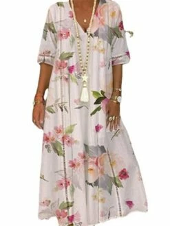 Women's Long Dress Maxi Dress Casual Dress Summer Dress Print Dress Floral Fashion Streetwear Daily Holiday Vacation Print Half Sleeve V Neck Dress Loose Fit White Pink Khaki Summer Spring S M L XL 9 Women's Long Dress Maxi Dress Casual Dress Summer Dress Print Dress Floral Fashion Streetwear Daily Holiday Vacation Print Half Sleeve V Neck Dress Loose Fit White Pink Khaki Summer Spring S M L XL -LIGHTINTHEBOX Shop hignjr1684235010468