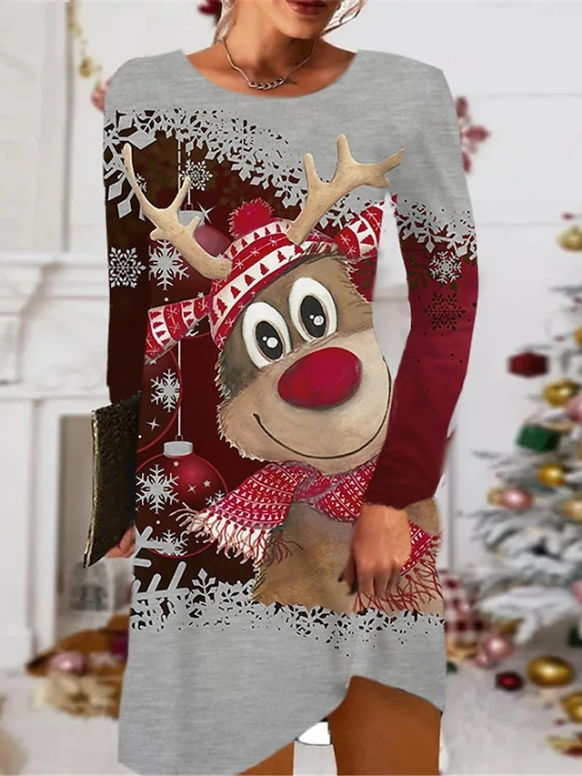 Women's Christmas Casual Dress T Shirt Dress Tee Dress Shift Dress Mini Dress Green Black Red Long Sleeve Plaid Pocket Winter Fall Autumn Crew Neck Fashion Daily 2022 S M L XL XXL 3XL 4 Women's Christmas Casual Dress T Shirt Dress Tee Dress Shift Dress Mini Dress Green Black Red Long Sleeve Plaid Pocket Winter Fall Autumn Crew Neck Fashion Daily 2022 S M L XL XXL 3XL - Image 2