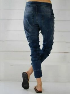 Women's Jeans Pants Trousers Full Length Pocket Micro-elastic High Waist Streetwear Simple Outdoor Vacation Dark Blue LightBlue S M Summer Spring -LIGHTINTHEBOX Shop hjgfvu1689326687685