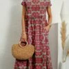Women's Casual Dress Cotton Linen Dress Swing Dress Midi Dress Linen / Cotton Blend Fashion Casual Outdoor Daily Holiday Crew Neck Pocket Print Short Sleeve Summer Spring 2023 Loose Fit ArmyGreen