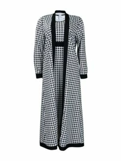 Women's Two Piece Dress Set Casual Dress Sheath Dress Daily Going Out Streetwear Modern Print Midi Dress Crew Neck Long Sleeve Houndstooth Regular Fit Black Fall Winter S M L XL XXL -LIGHTINTHEBOX Shop hkdiup1695194338979