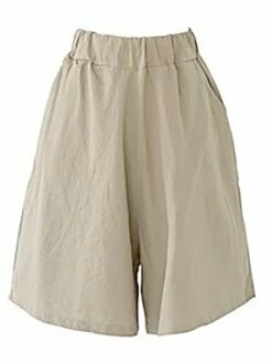 Women's Wide Leg Shorts Burmuda Shorts Faux Linen Black Red Navy Blue Fashion Casual Daily Side Pockets Wide Leg Knee Length Comfort Solid Color M L XL 2XL 3XL -LIGHTINTHEBOX Shop hkxklu1684822937701