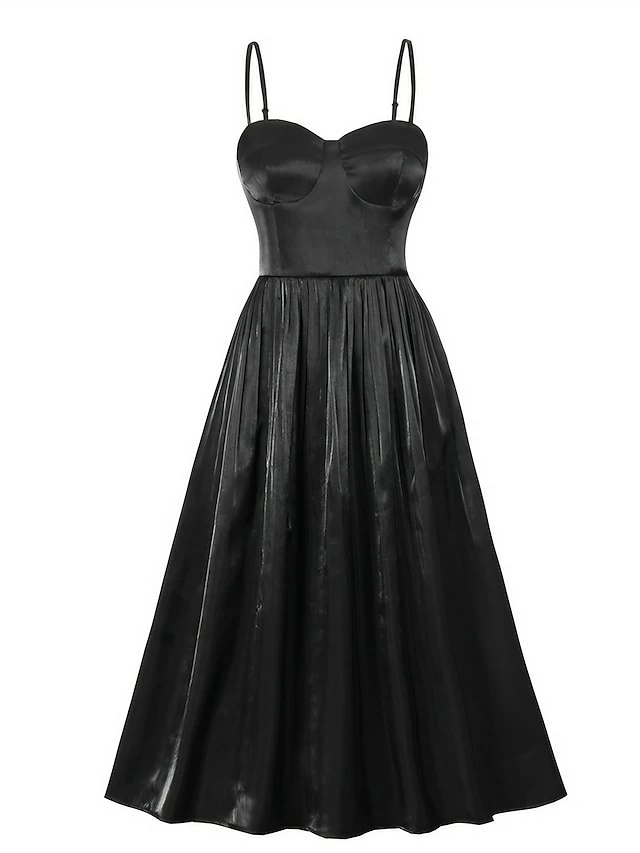 Women's Party Dress Velvet Dress Swing Dress Midi Dress Black Sleeveless Pure Color Ruched Fall Winter Autumn Spaghetti Strap Fashion Party Vacation Spring Dress 2023 S M L XL 3 Women's Party Dress Velvet Dress Swing Dress Midi Dress Black Sleeveless Pure Color Ruched Fall Winter Autumn Spaghetti Strap Fashion Party Vacation Spring Dress 2023 S M L XL