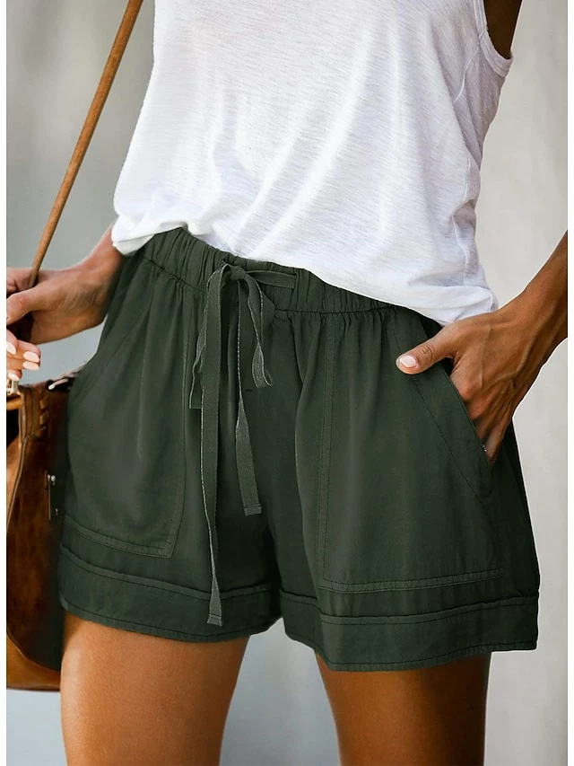 Women's Basic Essential Casual Shorts Wide Leg Baggy Pocket Short Daily Holiday Micro-elastic Simple Cotton Blend Lightweight Outdoor Mid Waist Light Blue Wine Red Pink ArmyGreen Orange & Red 4 Women's Basic Essential Casual Shorts Wide Leg Baggy Pocket Short Daily Holiday Micro-elastic Simple Cotton Blend Lightweight Outdoor Mid Waist Light Blue Wine Red Pink ArmyGreen Orange & Red - Image 2