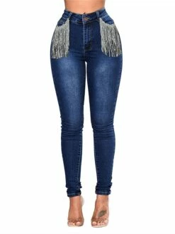 Women's Jeans Slim Pants Trousers Full Length Fashion Streetwear Street Daily Black Dark Blue S M Fall Winter -LIGHTINTHEBOX Shop hmiocr1693986758651