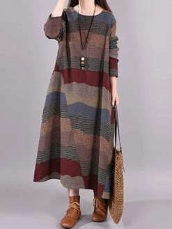 Women's Casual Dress Cotton Linen Dress Loose Dress Midi Dress Cotton Basic Classic Outdoor Daily Vacation Crew Neck Print Long Sleeve Spring Fall Winter 2023 Loose Fit Wine Brown Striped M L XL 2XL 23 Women's Casual Dress Cotton Linen Dress Loose Dress Midi Dress Cotton Basic Classic Outdoor Daily Vacation Crew Neck Print Long Sleeve Spring Fall Winter 2023 Loose Fit Wine Brown Striped M L XL 2XL -LIGHTINTHEBOX Shop hojhvi1692778411533