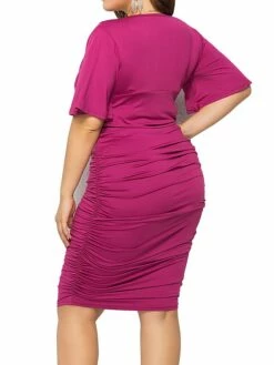 Women's Plus Size Curve Work Dress Bodycon Sheath Dress Plain Midi Dress Short Sleeve Ruched V Neck Fashion Office Black Royal Blue Fall Winter L XL XXL 3XL 4XL 31 Women's Plus Size Curve Work Dress Bodycon Sheath Dress Plain Midi Dress Short Sleeve Ruched V Neck Fashion Office Black Royal Blue Fall Winter L XL XXL 3XL 4XL -LIGHTINTHEBOX Shop hoqpqx1694151474183