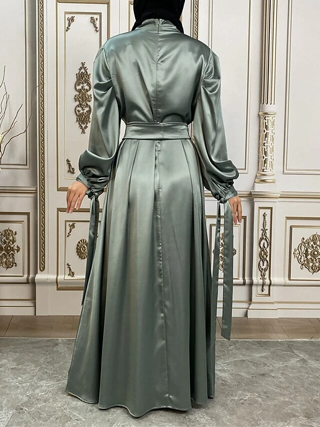 Women's Long Dress Maxi Dress Party Dress Casual Dress Satin Dress Pure Color Fashion Streetwear Outdoor Daily Holiday Lace Up Ruched Long Sleeve Stand Collar Dress Loose Fit Black Royal Blue Purple 3 Women's Long Dress Maxi Dress Party Dress Casual Dress Satin Dress Pure Color Fashion Streetwear Outdoor Daily Holiday Lace Up Ruched Long Sleeve Stand Collar Dress Loose Fit Black Royal Blue Purple