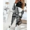 Women's Sweatshirt Tracksuit Pants Sets Camel Purple Green Geometric Color Block Drawstring Print Long Sleeve Sports Outdoor Casual Active Streetwear Crew Neck Regular Fit Fall & Winter
