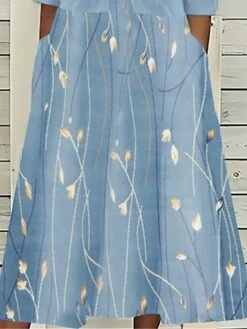 Women's Two Piece Dress Set Casual Dress Print Dress Outdoor Daily Fashion Elegant Pocket Print Midi Dress Crew Neck Half Sleeve Floral Regular Fit Pink Blue Sky Blue Summer Spring S M L XL XXL -LIGHTINTHEBOX Shop htntwy1680599826234