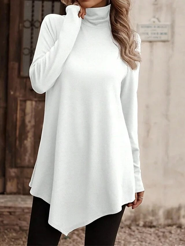 Women's Casual Dress Sweatshirt Dress Plain Dress Mini Dress Patchwork Daily Vacation Going Out Active Fashion Turtleneck Long Sleeve 2023 Loose Fit Black White Pink Color S M L XL XXL Size 6 Women's Casual Dress Sweatshirt Dress Plain Dress Mini Dress Patchwork Daily Vacation Going Out Active Fashion Turtleneck Long Sleeve 2023 Loose Fit Black White Pink Color S M L XL XXL Size - Image 4