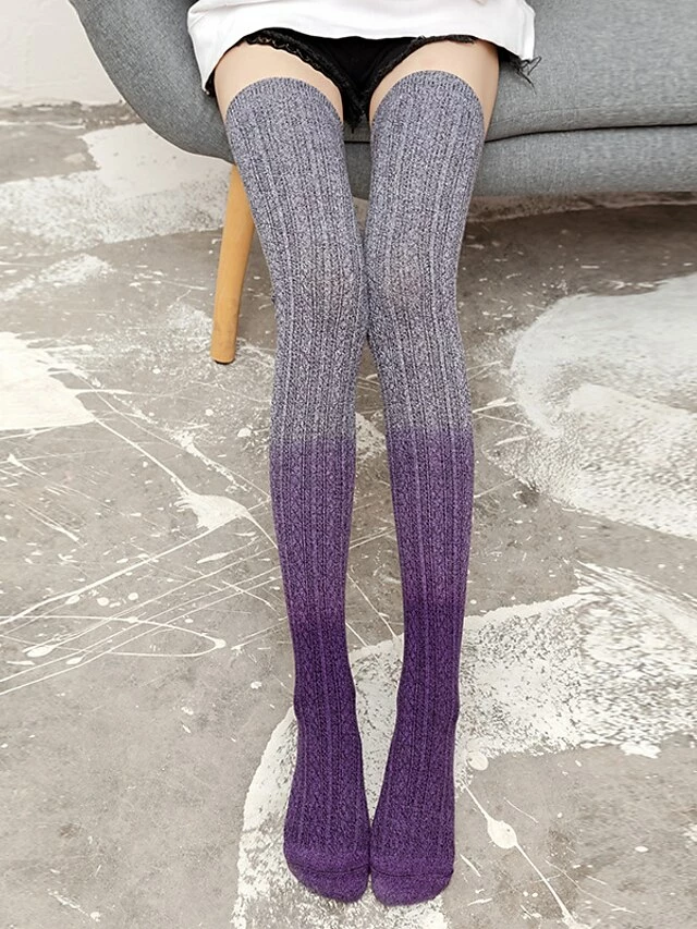 Women's Stockings Thigh-High Crimping Socks All Seasons Tights Thermal Warm Stretchy Knitting Fashion Casual Daily Purple One-Size 5 Women's Stockings Thigh-High Crimping Socks All Seasons Tights Thermal Warm Stretchy Knitting Fashion Casual Daily Purple One-Size - Image 3