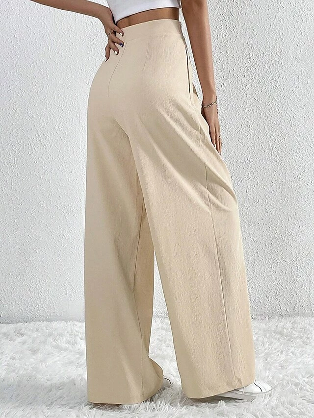 Women's Wide Leg Pants Trousers Full Length Vacation Fashion Outdoor Street Apricot S M Fall Winter 4 Women's Wide Leg Pants Trousers Full Length Vacation Fashion Outdoor Street Apricot S M Fall Winter - Image 2