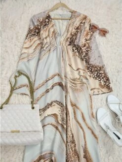 Women's Shift Dress Long Dress Maxi Dress Gold Short Sleeve Abstract Print Summer Spring V Neck Elegant 2023 S M L XL XXL -LIGHTINTHEBOX Shop hxdnik1645445012991