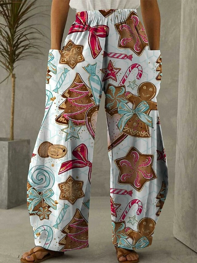 Women's Pants Trousers Bloomers Full Length Faux Linen Trousers Christmas Christmas Festival Rice White White S M Fall & Winter 7 Women's Pants Trousers Bloomers Full Length Faux Linen Trousers Christmas Christmas Festival Rice White White S M Fall & Winter - Image 5