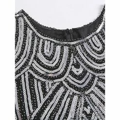Women's Retro 1920s Fringe Dress Midi Dress Party Holiday Sequins Tassel Fringe Geometric Crewneck Short Sleeve Regular Fit Spring Fall 2023 Silver Black XS S M L -LIGHTINTHEBOX Shop hzvsib1692674894883