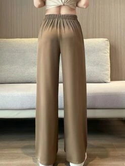 Women's Dress Pants Wide Leg Maillard Trousers Full Length Pocket Baggy Micro-elastic High Waist Fashion Streetwear Work Street Black Blue M L Summer Fall -LIGHTINTHEBOX Shop ialnde1690200832716