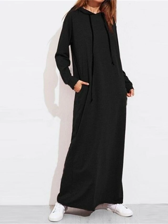 Women‘s Pajamas Winter Nightgown Dress Nighty Pure Color Comfort Home Daily Cotton Hoodie Long Sleeve Pocket Hoodie Winter Fall Red Gray / Pjs 5 Women‘s Pajamas Winter Nightgown Dress Nighty Pure Color Comfort Home Daily Cotton Hoodie Long Sleeve Pocket Hoodie Winter Fall Red Gray / Pjs - Image 3