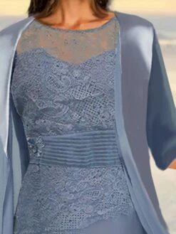 Women's Lace Dress Dress Set Two Piece Dress Midi Dress Dusty Blue Green 3/4 Length Sleeve Pure Color Lace Up Summer Spring Fall Crew Neck Elegant Party Wedding Guest 2023 S M L XL 2XL 3XL 7 Women's Lace Dress Dress Set Two Piece Dress Midi Dress Dusty Blue Green 3/4 Length Sleeve Pure Color Lace Up Summer Spring Fall Crew Neck Elegant Party Wedding Guest 2023 S M L XL 2XL 3XL -LIGHTINTHEBOX Shop ibcfvm1691458665278