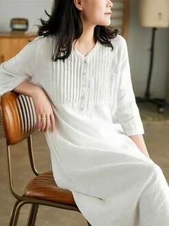 Women's Work Dress Sheath Dress Semi Formal Dress Fashion Midi Dress Button V Neck Half Sleeve Plain Loose Fit White Blue Orange Fall Winter L XL XXL 3XL -LIGHTINTHEBOX Shop ibnekz1692601436688