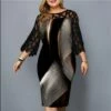 Women‘s Plus Size Curve Party Dress Color Gradient Crew Neck Print 3/4 Length Sleeve Spring Fall Elegant Knee Length Dress Date Semi Formal Dress 1 Women‘s Plus Size Curve Party Dress Color Gradient Crew Neck Print 3/4 Length Sleeve Spring Fall Elegant Knee Length Dress Date Semi Formal Dress -LIGHTINTHEBOX Shop ibnkte1647934953652