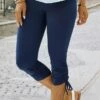 Women's Leggings Capri Shorts Cropped Pants Dark Navy Fashion Basic Casual Street Vacation Beach Stretchy Calf-Length Tummy Control Plain S M L XL 2XL -LIGHTINTHEBOX Shop idaqim1683006703162