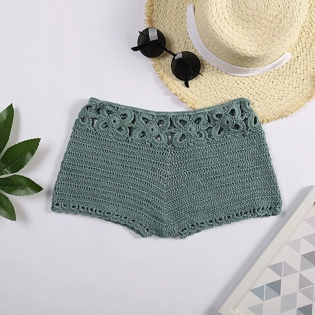 Women's Shorts Cheeky Shorts Green Khaki Red Mid Waist Fashion Crochet Holiday Beach Cut Out Crochet Micro-elastic Short Comfort Plain S M L 9 Women's Shorts Cheeky Shorts Green Khaki Red Mid Waist Fashion Crochet Holiday Beach Cut Out Crochet Micro-elastic Short Comfort Plain S M L - Image 7
