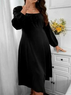 Women's Plus Size Curve Party Dress Cocktail Dress Black Dress Midi Dress Black Long Sleeve Pure Color Lace Up Spring Fall Winter Square Neck Fashion Winter Dress Birthday Wedding Guest XL XXL 3XL 13 Women's Plus Size Curve Party Dress Cocktail Dress Black Dress Midi Dress Black Long Sleeve Pure Color Lace Up Spring Fall Winter Square Neck Fashion Winter Dress Birthday Wedding Guest XL XXL 3XL -LIGHTINTHEBOX Shop idubjm1691648094811