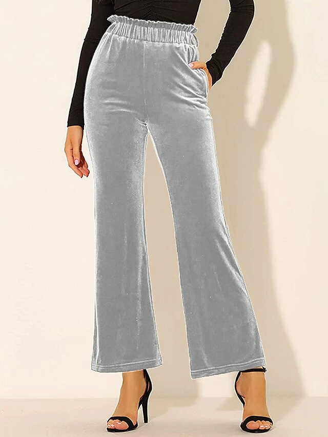 Women's Bell Bottom Chinos Pants Trousers Full Length Fashion Streetwear Street Daily Sillver Gray Black S M Fall Winter 8 Women's Bell Bottom Chinos Pants Trousers Full Length Fashion Streetwear Street Daily Sillver Gray Black S M Fall Winter - Image 6