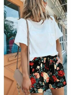 Women's Shorts Beach Shorts Black Yellow Red Casual Holiday Weekend Side Pockets Short Comfort Floral S M L XL 2XL -LIGHTINTHEBOX Shop iegwgg1682411332306