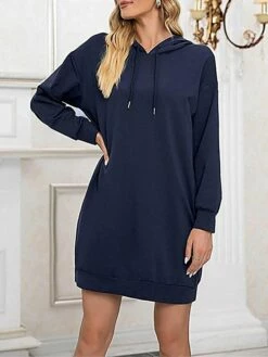 Women's Casual Dress Hoodie Dress Shift Dress Mini Dress Pocket Outdoor Street Daily Active Fashion Hooded Long Sleeve 2023 Loose Fit Black Wine Army Green Color S M L XL XXL Size -LIGHTINTHEBOX Shop iemxpg1693558122658