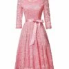Women‘s Vintage Tea Dresses Party Dress Lace Dress Homecoming Dress Knee Length Dress Pink Wine Navy Blue 3/4 Length Sleeve Pure Color Lace Summer Spring Fall V Neck Classic Winter Dress 1 Women‘s Vintage Tea Dresses Party Dress Lace Dress Homecoming Dress Knee Length Dress Pink Wine Navy Blue 3/4 Length Sleeve Pure Color Lace Summer Spring Fall V Neck Classic Winter Dress -LIGHTINTHEBOX Shop ieoqng1600920035898