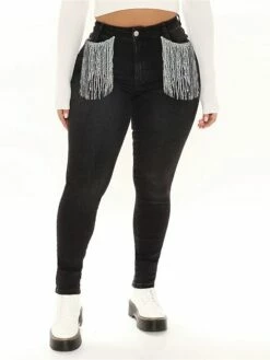 Women's Jeans Slim Pants Trousers Full Length Fashion Streetwear Street Daily Black Dark Blue S M Fall Winter -LIGHTINTHEBOX Shop ifaakw1693986761791