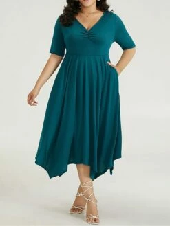 Women's Plus Size Curve Casual Dress Swing Dress A Line Dress Plain Midi Dress Half Sleeve Ruched Pocket V Neck Fashion Daily Dark Green Spring Fall L XL 2XL 3XL 4XL 12 Women's Plus Size Curve Casual Dress Swing Dress A Line Dress Plain Midi Dress Half Sleeve Ruched Pocket V Neck Fashion Daily Dark Green Spring Fall L XL 2XL 3XL 4XL -LIGHTINTHEBOX Shop ifddfp1697164736963
