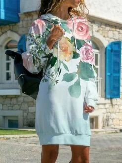 Women's Casual Dress Hoodie Dress Winter Dress Floral Plaid Print Hooded Mini Dress Fashion Streetwear Outdoor Daily Long Sleeve Loose Fit Black Yellow Pink Fall Winter S M L XL XXL -LIGHTINTHEBOX Shop ihiffk1692958586677