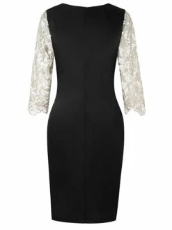 Women‘s Plus Size Curve Party Dress Floral Crew Neck Lace Long Sleeve Spring Fall Elegant Prom Dress Knee Length Dress Formal Party Dress -LIGHTINTHEBOX Shop iiieak1634359509811