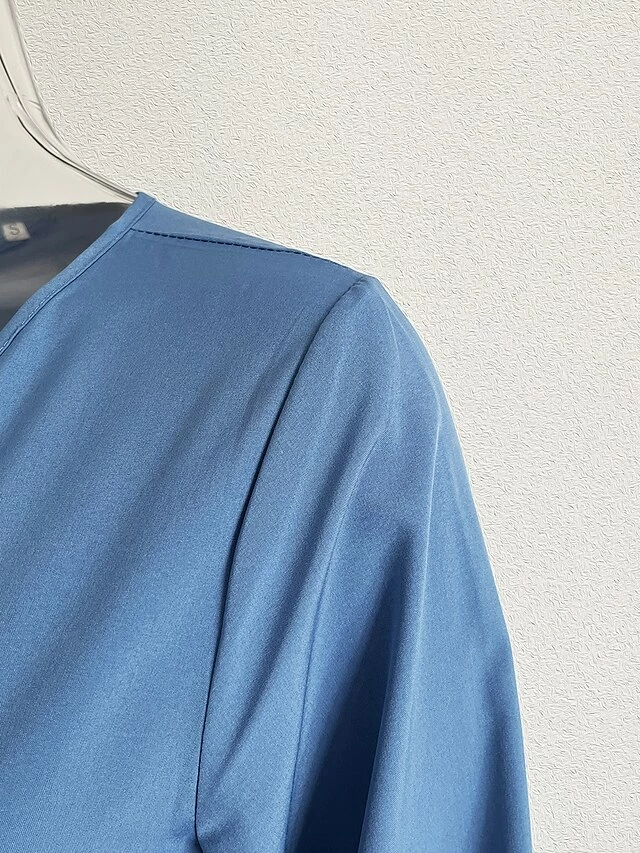 Women's Casual Dress Plain Dress Midi Dress Patchwork Outdoor Street Daily Active Fashion V Neck Long Sleeve 2023 Loose Fit Black Blue Khaki Color S M L XL XXL Size 17 Women's Casual Dress Plain Dress Midi Dress Patchwork Outdoor Street Daily Active Fashion V Neck Long Sleeve 2023 Loose Fit Black Blue Khaki Color S M L XL XXL Size - Image 15