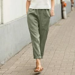 Women's Chinos Slacks Pants Trousers Ankle-Length Faux Linen Pocket Baggy Mid Waist Basic Casual / Sporty Daily Weekend White Green S M Summer Spring &Fall 9 Women's Chinos Slacks Pants Trousers Ankle-Length Faux Linen Pocket Baggy Mid Waist Basic Casual / Sporty Daily Weekend White Green S M Summer Spring &Fall -LIGHTINTHEBOX Shop ijdfnz1621315531970