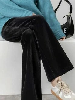Women‘s Fleece Corduroy Pants Wide Leg Chinos Full Length Fashion Casual Outdoor Home Black Beige One-Size Fall Winter -LIGHTINTHEBOX Shop ikfccy1693295385589