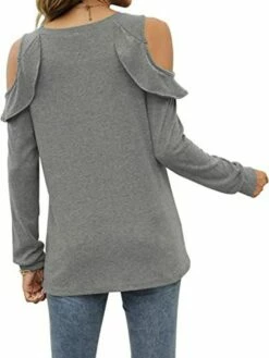 Shirt Blouse Women's Black Red Blue Solid / Plain Color Ruffle Cut Out Daily Fashion Round Neck Regular Fit S -LIGHTINTHEBOX Shop ilhdvj1697799033457