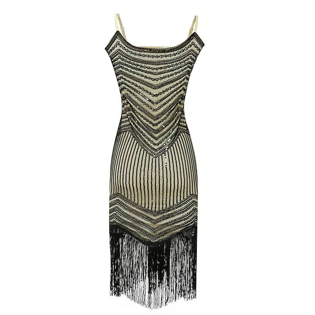 Women's Retro 1920s Fringe Dress Midi Dress Party Halloween Sequins Tassel Fringe Geometric Spaghetti Strap Sleeveless Regular Fit Spring Fall 2023 Silver Black S M L XL 4 Women's Retro 1920s Fringe Dress Midi Dress Party Halloween Sequins Tassel Fringe Geometric Spaghetti Strap Sleeveless Regular Fit Spring Fall 2023 Silver Black S M L XL - Image 2