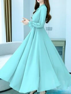 Women's Long Dress Maxi Dress Casual Dress Chiffon Dress Black Dress Plain Streetwear Casual Outdoor Daily Holiday Lace Up Ruched Long Sleeve Crew Neck Dress Regular Fit Black Pink Red Summer Spring -LIGHTINTHEBOX Shop imgtwr1678270466781