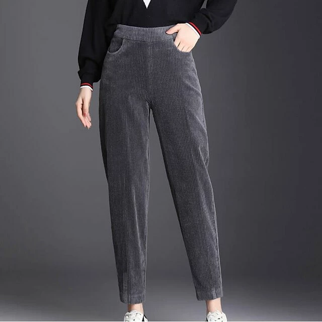 Women‘s Fleece Corduroy Pants Chinos Trousers Ankle-Length Side Pockets Micro-elastic Mid Waist Fashion Casual Weekend Black Brown S M 15 Women‘s Fleece Corduroy Pants Chinos Trousers Ankle-Length Side Pockets Micro-elastic Mid Waist Fashion Casual Weekend Black Brown S M - Image 13