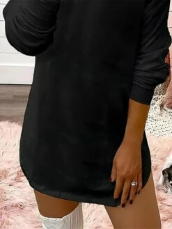 Women's Casual Dress Sweatshirt Dress Winter Dress Mini Dress Cold Shoulder Outdoor Street Daily Fashion Streetwear One Shoulder Long Sleeve 2023 Loose Fit Black Pink Color S M L XL Size -LIGHTINTHEBOX Shop inplik1693987657667