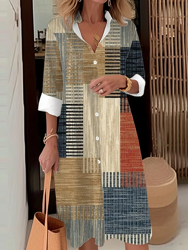 Women's Shirt Dress Casual Dress Midi Dress Outdoor Office Daily Polyester Fashion Modern Shirt Collar Button Pocket Long Sleeve Fall Winter 2023 Loose Fit Yellow Blue Purple Plaid Striped S M L XL 3 Women's Shirt Dress Casual Dress Midi Dress Outdoor Office Daily Polyester Fashion Modern Shirt Collar Button Pocket Long Sleeve Fall Winter 2023 Loose Fit Yellow Blue Purple Plaid Striped S M L XL