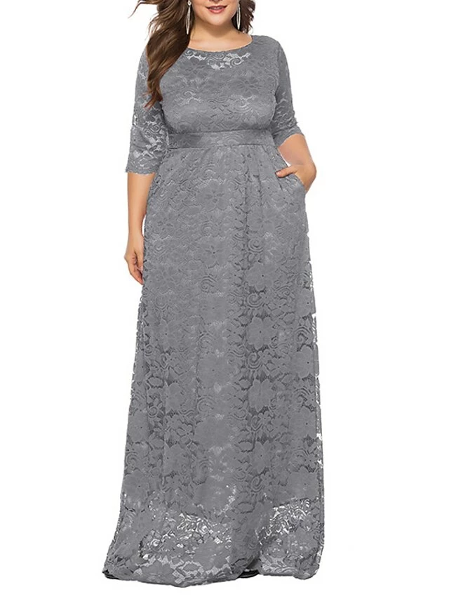 Women‘s Plus Size Curve Party Dress Floral Crew Neck Lace 3/4 Length Sleeve Spring Fall Work Prom Dress Maxi Long Dress Party Daily Dress 12 Women‘s Plus Size Curve Party Dress Floral Crew Neck Lace 3/4 Length Sleeve Spring Fall Work Prom Dress Maxi Long Dress Party Daily Dress - Image 10