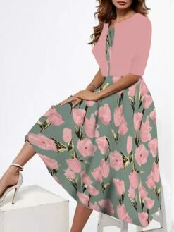 Women's Two Piece Dress Set Casual Dress Tank Dress Outdoor Daily Fashion Streetwear Print Midi Dress Strap Half Sleeve Floral Loose Fit Pink Dark Pink Peach Summer Spring S M L XL XXL -LIGHTINTHEBOX Shop iounux1687319833283